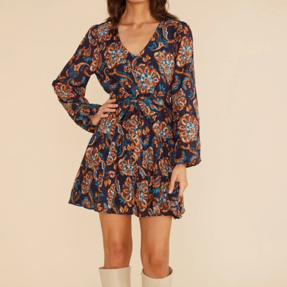 Minkpink Whilla Dress in Navy & Multi - Picture 2 of 5